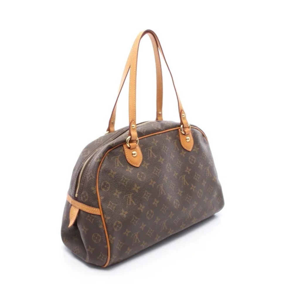 Louis Vuitton Bag Leather Monogram Shoulder Montorgueil Canvas Brown